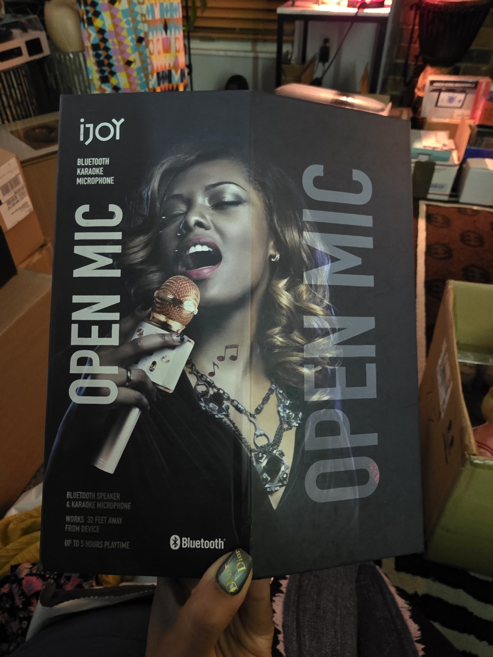 iJoy Open Mic Bluetooth Karaoke Microphone - Black and Gold